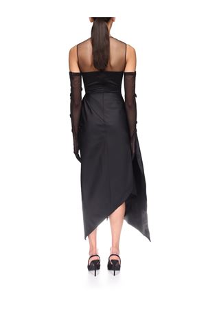 Polka-Dot Discs And Draped Skirt Midi Dress DAVID KOMA | AW25DK17DABLACK